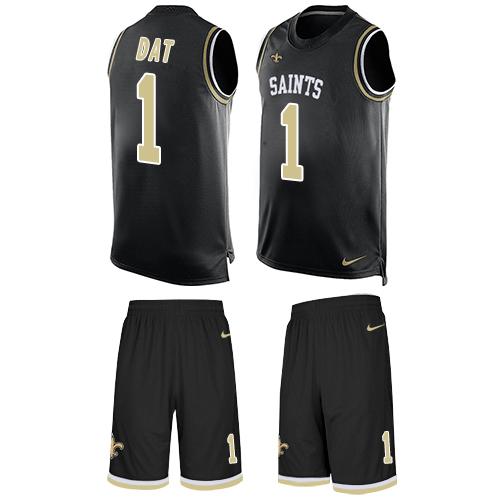 Nike Saints #1 Who Dat Black Team Color Men's Stitched NFL Limited Tank Top Suit Jersey - Click Image to Close
